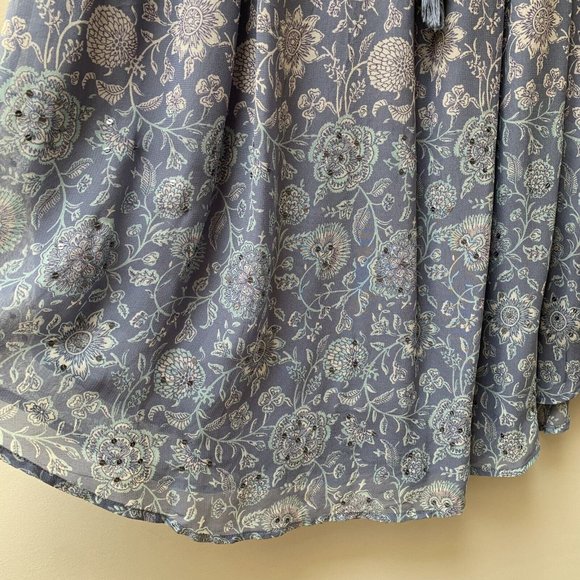 EAST Full Long Maxi Skirt Size Large Chiffon Asymmetrical Hem Gypsy Boho Sequins - Picture 6 of 11